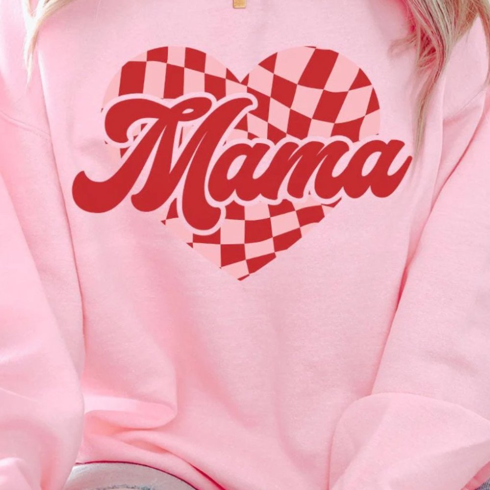 Mama Heart Pink Crewneck Sweatshirt